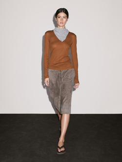 Massimo Dutti Футболка из 100% хлопка с деталями на воротнике, жженый