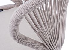 "Милан" стул плетеный из роупа, каркас алюминий (RAL1001), роуп бежевый круглый, ткань бежевая