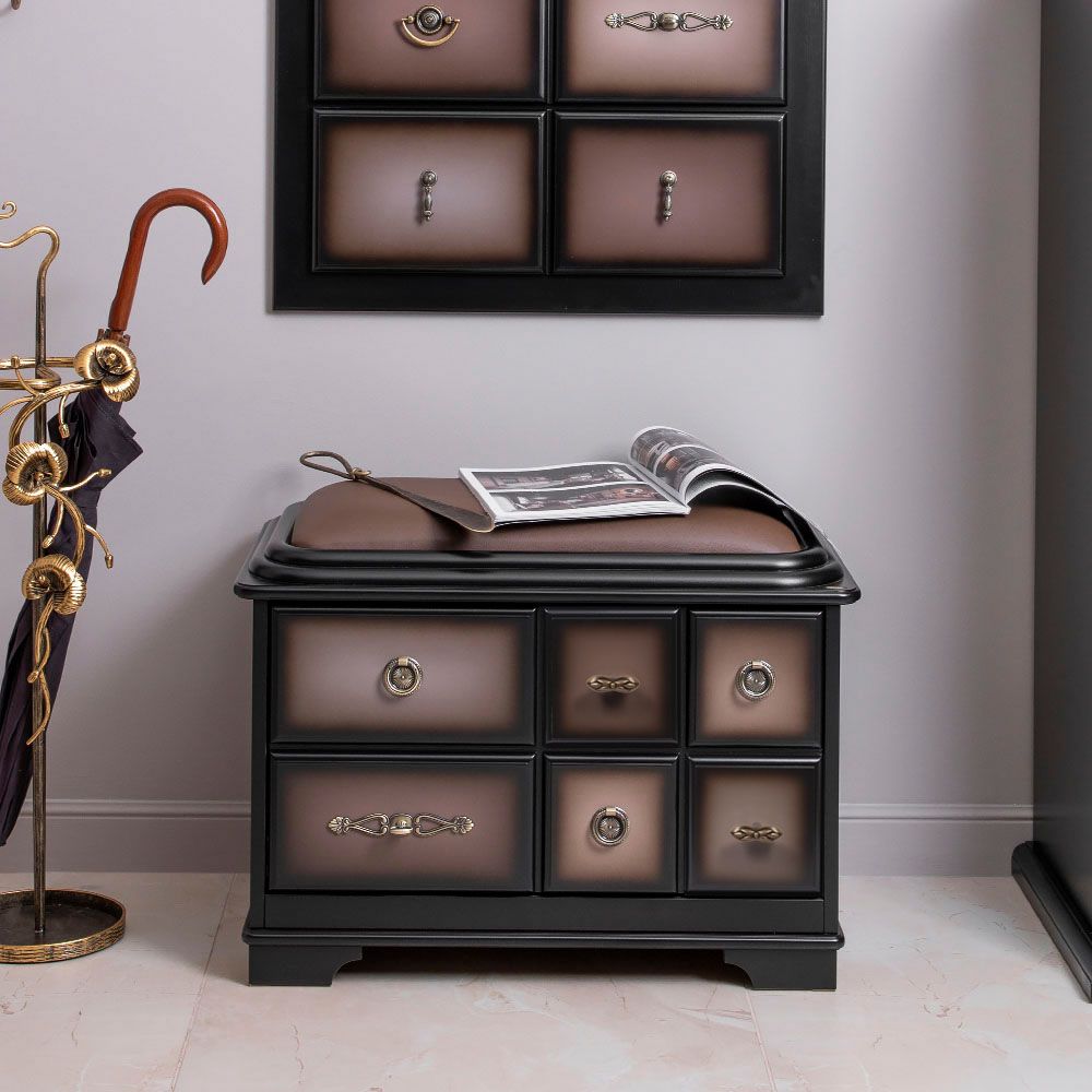 Банкетка Пандора 1 с обувницей Орех Оберджин Шоколад