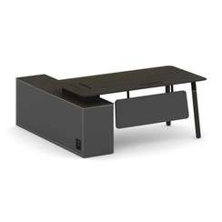 Fresco Стол руководителя FR.SR-18 (R) Дуб Темный/Базальт UM/Металл Черный/Нерж. Сталь 1800*1798*750