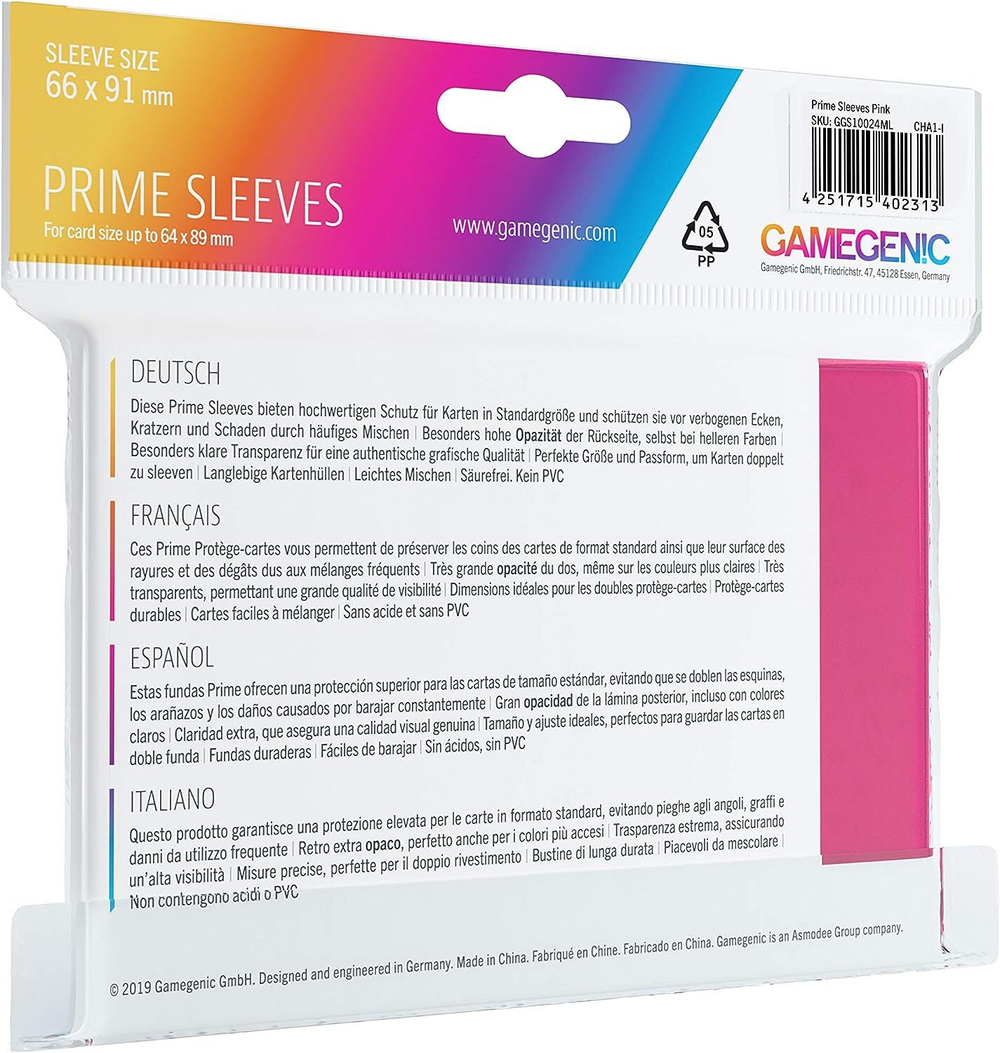 Протекторы для карт Prime Sleeves Pink (100)