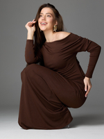 Платье макси с драпировкой и длинным рукавом THELILU