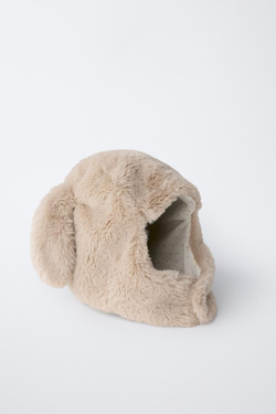 ZARA ШАПКА-ЗАЙЧИК ИЗ ИСКУССТВЕННОГО МЕХА, ПЕСОЧНЫЙ