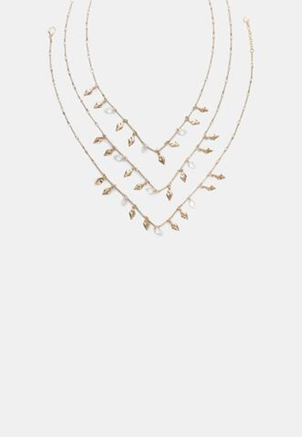 STRADIVARIUS Комплект из 3 ромбовидных ожерелий, золотой
