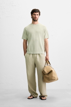 ZARA ФУТБОЛКА ИЗ ТРИКОТАЖА, СВЕТЛО-ЗЕЛЕНЫЙ