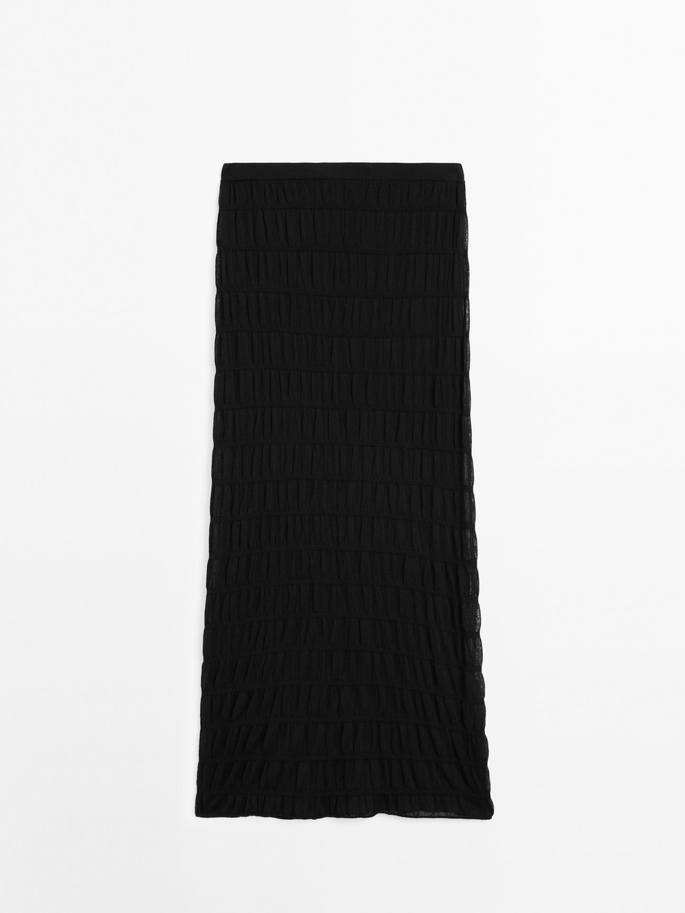 Massimo Dutti Длинная юбка со сборкой, черный