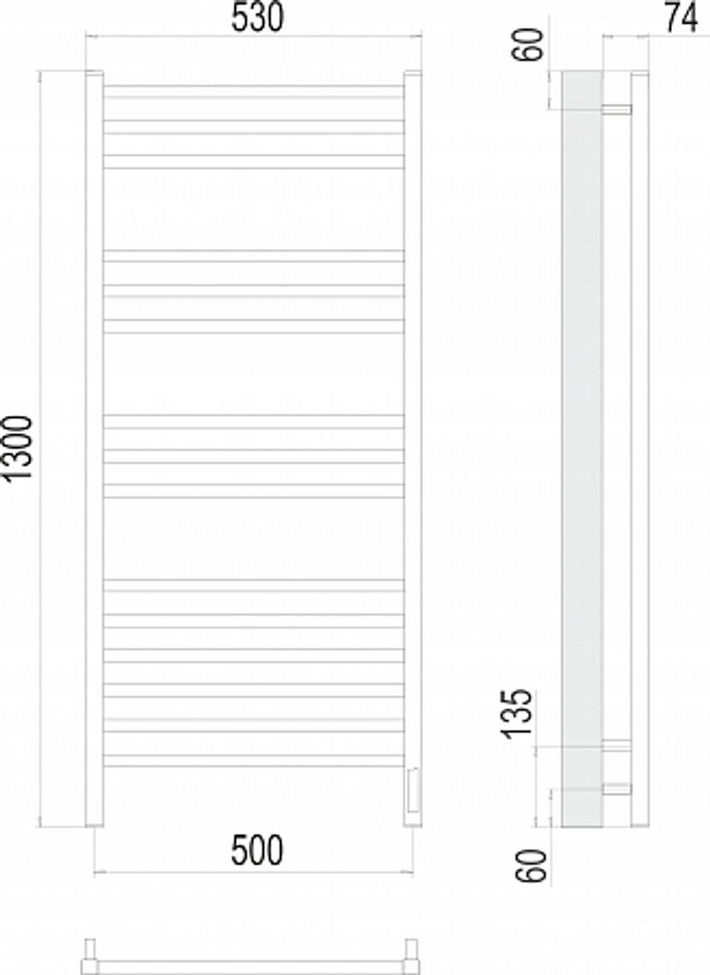 Полотенцесушитель Terminus Ватикан П15 500х1300 электро (sensor quick touch)