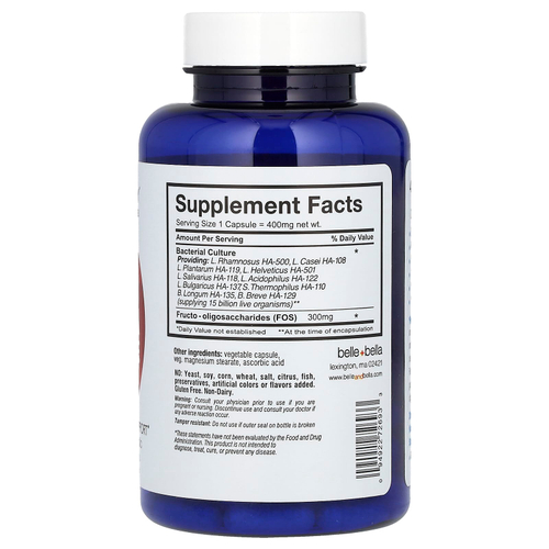 Belle+Bella, Пробиотик, Flora Restore, 15 млрд живых культур, 60 капсул
