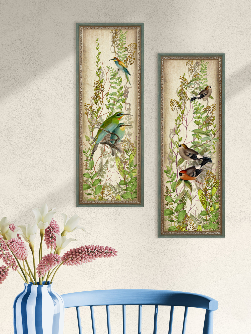 Картины на стену для интерьера в раме набор 2 шт 19*51 см