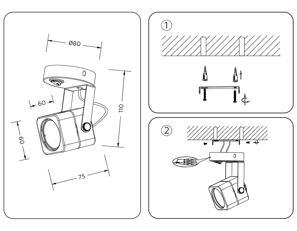 Ambrella Накладной поворотный светильник с выключателем Move TA110