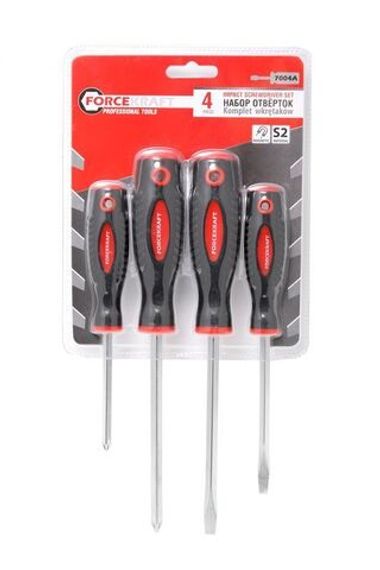 Набор отверток магнитных ''Profi''4пр.(SL:5.5х100,6.5х125мм, PH:1х75,2х125мм)в блистере FORCEKRAFT FK-7004A