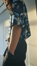 Купить Рубашка FOS мужская с цветочным принтом черная Рубашка FOS мужская с цветочным принтом черная