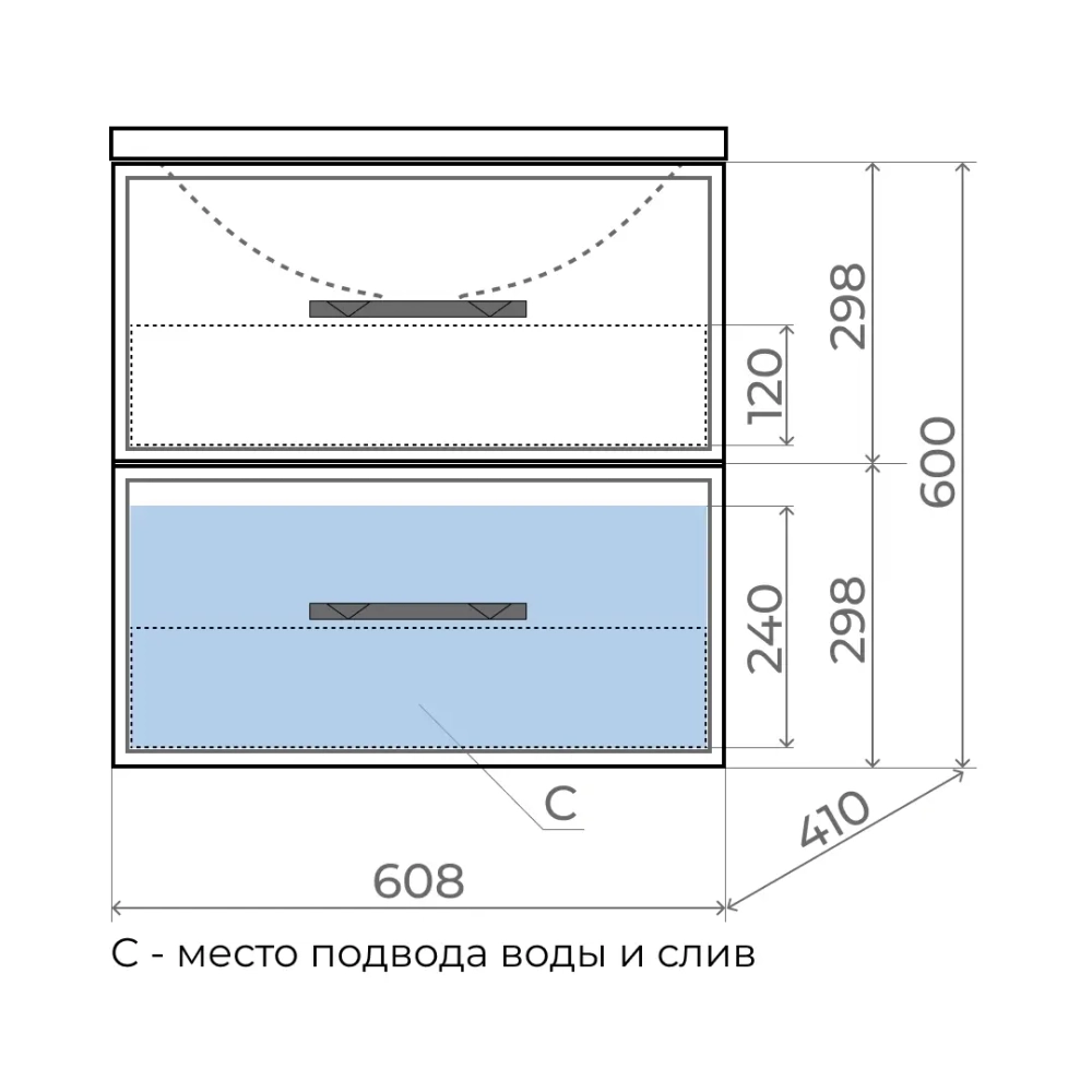 Тумба с раковиной для ванной Uperwood Foster 60 см, подвесная, серый графит
