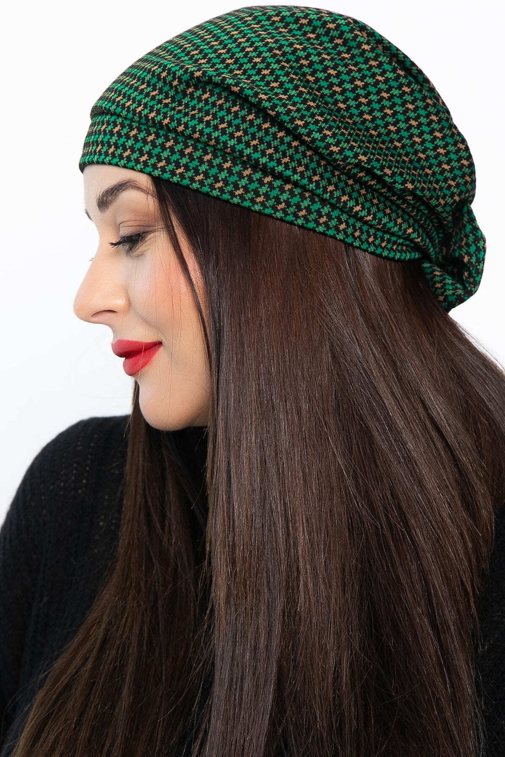 Чалма с бантом (зелено-бежевая) ЧБ4-23М LT Collection