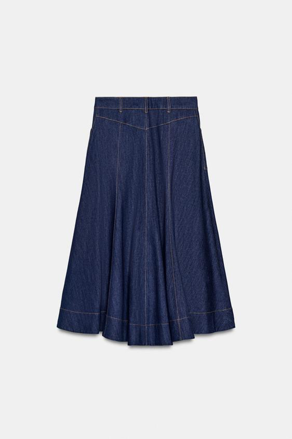 ZARA ЮБКА МИДИ РАСКЛЕШЕННАЯ, СИНИЙ