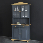 Шкаф витрина 90х39х192, Лена, стеклянная, трехдверный, массив сосны, буфет для кухни, для посуды, серый, Dipriz