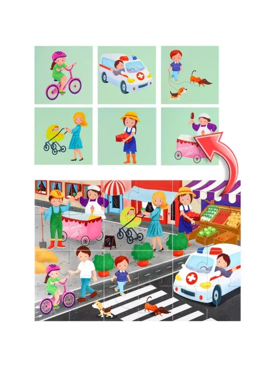 Пазл для детей 3 4 лет 6+1 Город