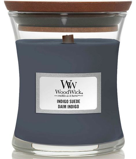 Индиго замша, ароматическая свеча, WoodWick