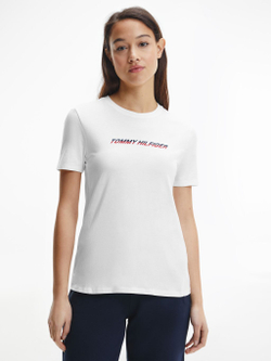 Женская теннисная футболка Tommy Hilfiger Regular Graphic C-NK Tee SS - белый