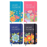 Записная книжка Basir на резинке, формат А6, цветная обложка, серия "LIGHT FLOWER", 14*9 см, 96 листов, 4 цвета ассорти
