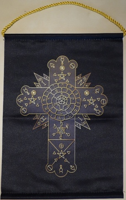 Розовый крест черно-золотой вымпел