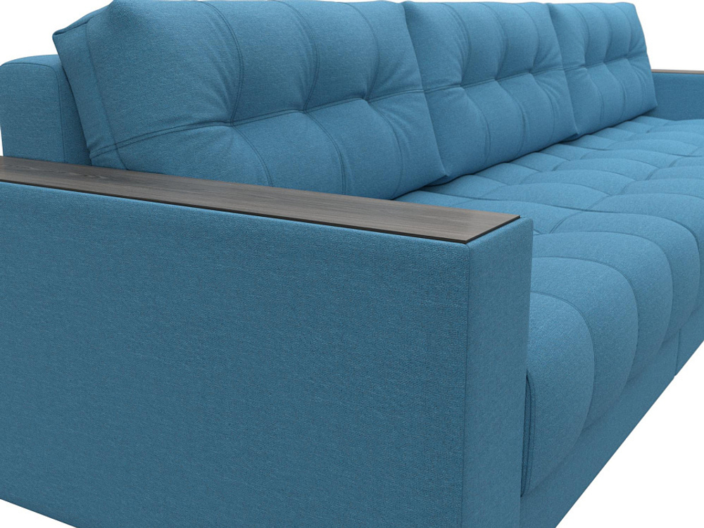 Диван прямой с декором Лига-049 НПБ Лонг, Амур 10 РОГОЖКА голубой