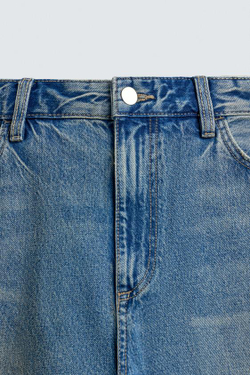 ZARA ДЖИНСЫ TAPERED WIDE FIT, СИНИЙ