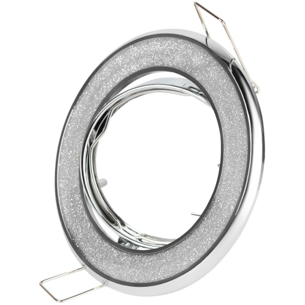 Светильник встраиваемый декоративный ЭРА DK18 CH/SH SL под лампу MR16 GU5.3 декор серебряный блеск/хром | Декоративные встраиваемые светильники