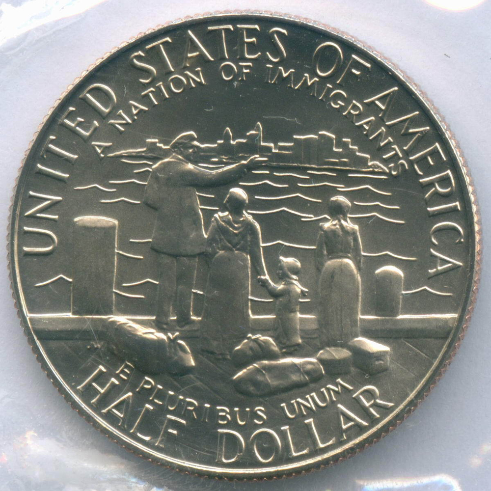 1/2 доллара 1986 (D). США. Нация иммигрантов. Медь с плакировкой UNC в родной коробке с сертификатом