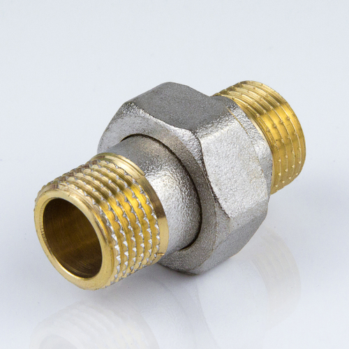 Сгон латунный никелированный разъёмный прямой "американка" наружная/наружная резьба