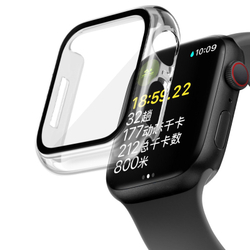 Прозрачный защитный чехол бампер с закаленным стеклом 9H для часов Apple Watch 7 серии, 45мм