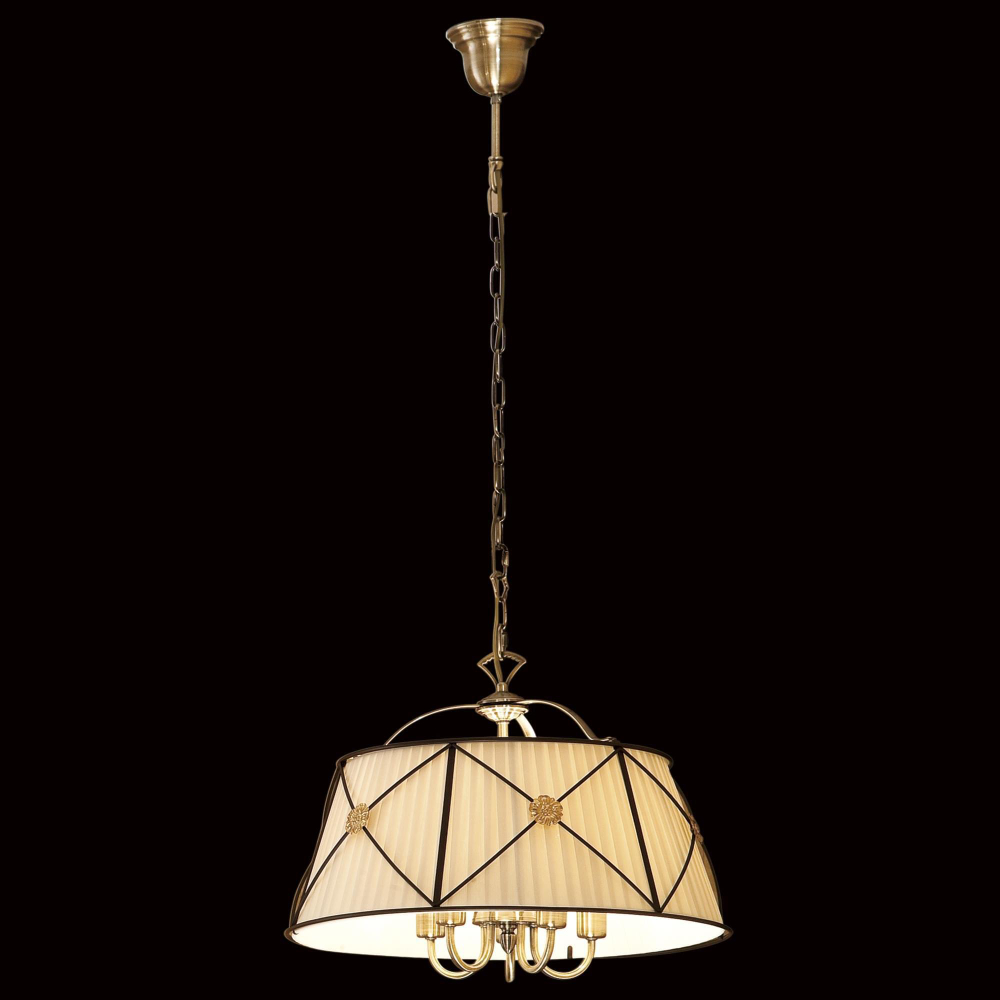 Citilux Дрезден CL409151 Люстра подвесная с бежевым абажуром Бронза