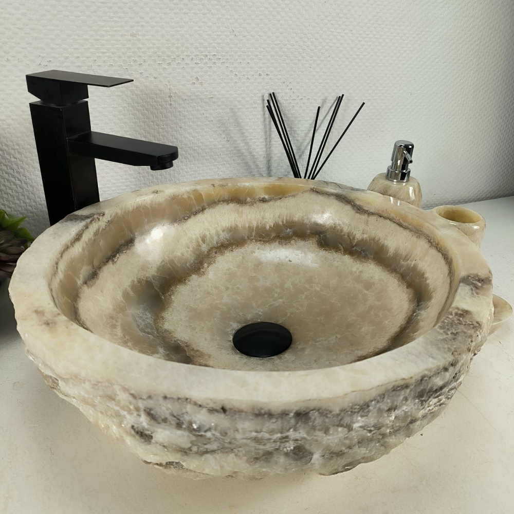 Каменная раковина из оникса Erozy Yellow EO-04515 (46*42*15) 0159 из натурального камня