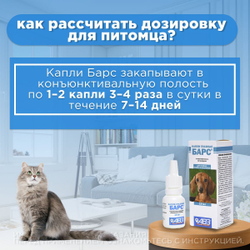 Капли глазные для профилактики и лечения болезней глаз АВЗ БАРС для собак и кошек, 10 мл