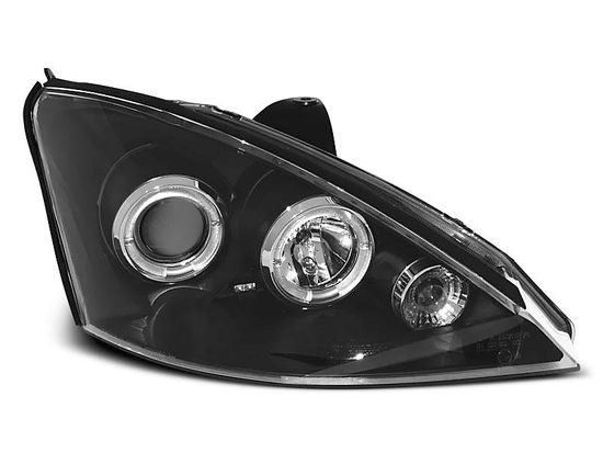 Передние фары Ford Focus 1 angel eyes black