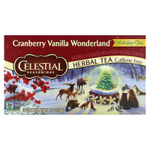 Celestial Seasonings, Holiday Herbal Tea, Cranberry Vanilla Wonderland®, без кофеина, 18 чайных пакетиков, 38 г (1,3 унции)