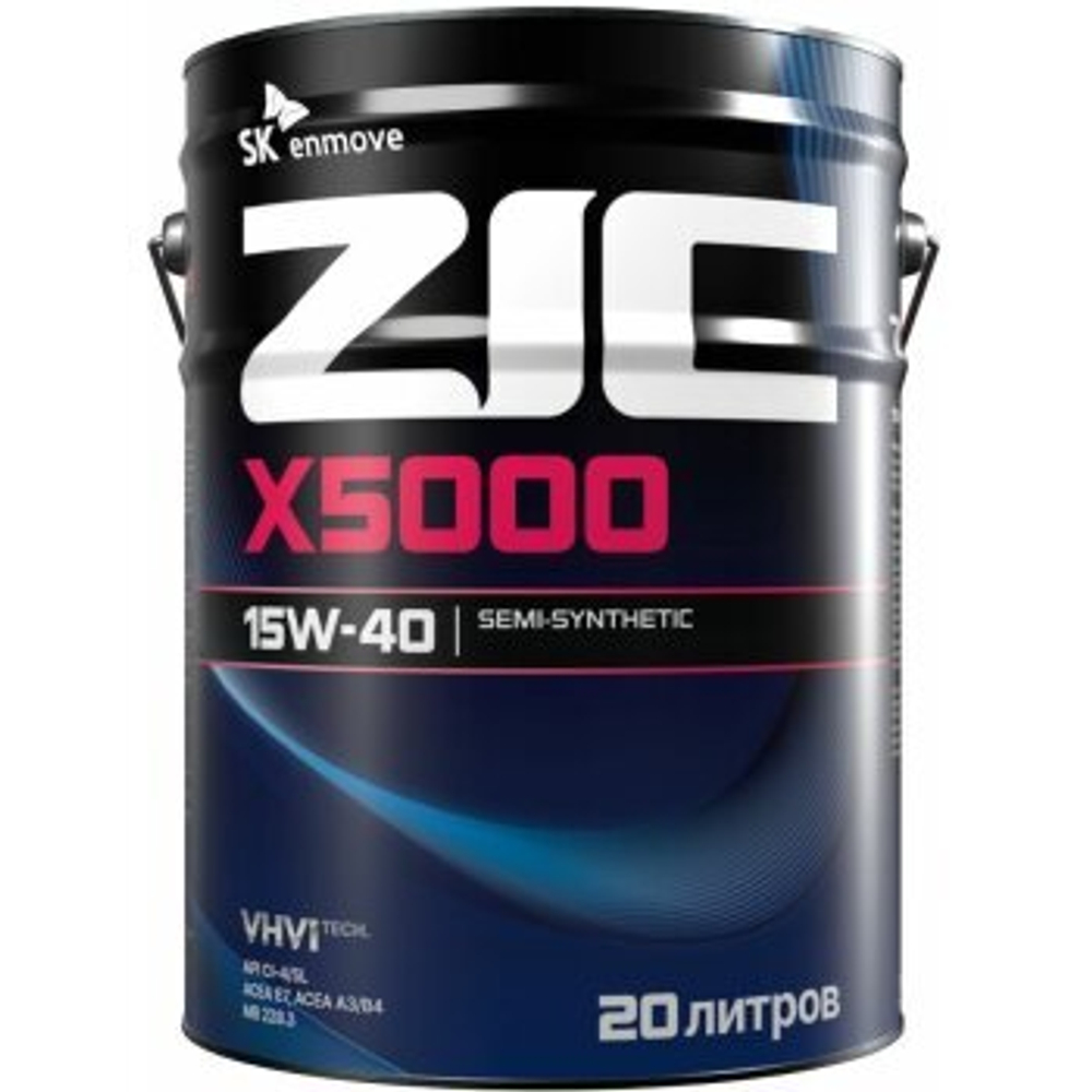 Масло моторное ZIC X5000 15w40 CI-4/SL (ACEA E7 (E5, E3)) /JASO DH-1 20л