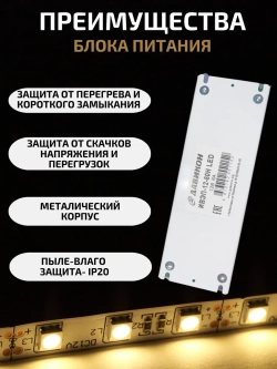 Блок питания для светодиодной ленты 72 Вт 12 В