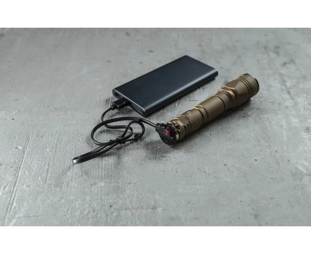 Фонарь светодиодный тактический Armytek Dobermann Pro Magnet USB, 1500 лм, холодный свет, песочный