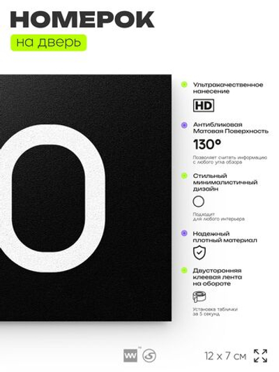 Номер на дверь 410, табличка на дверь для офиса, квартиры, кабинета, аудитории, склада, черная 120х70 мм, Айдентика Технолоджи