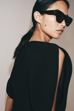 ZARA ТОП С ОБЪЕМНЫМИ РУКАВАМИ — ZW COLLECTION, ЧЕРНЫЙ