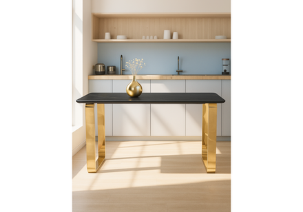 Керамический стол Woodville Селена 4 180х90 черный мрамор, золото