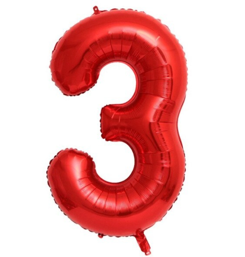 Шар цифра №3 Красный