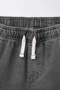 ZARA ШОРТЫ-БЕРМУДЫ ИЗ ТВИЛА С ЭФФЕКТОМ ПОТЕРТОСТИ И КАРМАНАМИ, АНТРАЦИТОВО-СЕРЫЙ