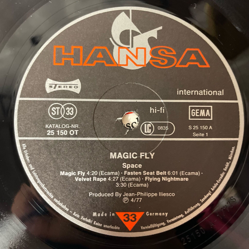 Винтажная виниловая пластинка LP Space Magic Fly (Germany 1977) Fasten Seat Belt
