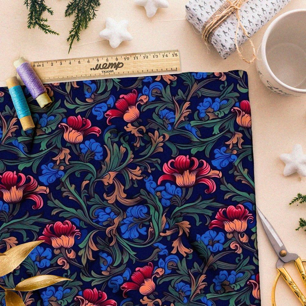 Ткань премиум габардин волшебный антураж