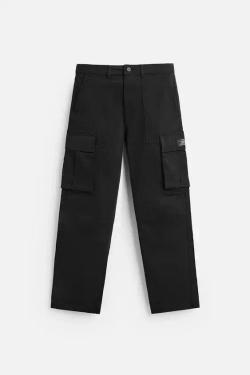 ZARA БРЮКИ КАРГО RELAXED FIT, ЧЕРНЫЙ