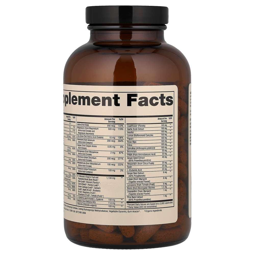 Dr. Mercola, комплекс из цельных продуктов с мультивитаминами и необходимыми минералами, 240 таблеток