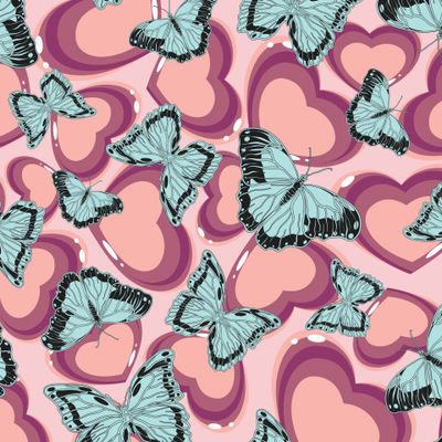 Бабочки и сердца