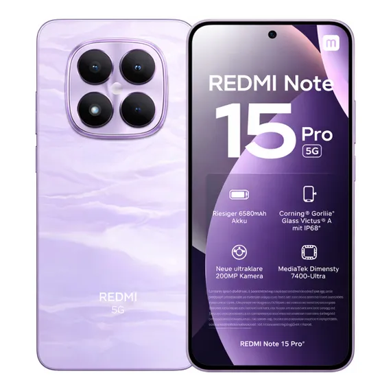 Смартфон Xiaomi Redmi Note 15 Pro 4G NFC 12 ГБ | 256 ГБ (Фиолетовый | Mist Purple) (версия Global)